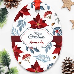 Personalized Name Christmas Poinsettia - Ornament (Oval)