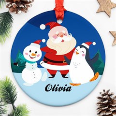 Christmas Santa Snowman Penguin - Ornament (Round)