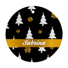 Personalized Christmas Tree Black - Ornament (Round)