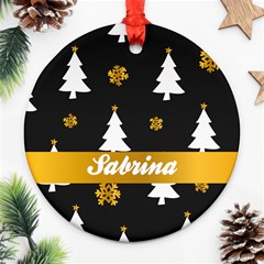 Personalized Christmas Tree Black - Ornament (Round)