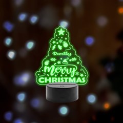 Personalized Christmas Tree Name - Remote LED Acrylic Message Display (Black Round Stand) 