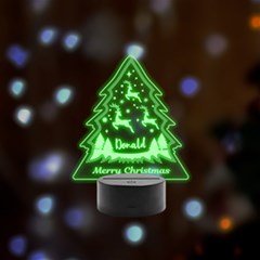 Personalized Christmas Tree Name - Remote LED Acrylic Message Display (Black Round Stand) 