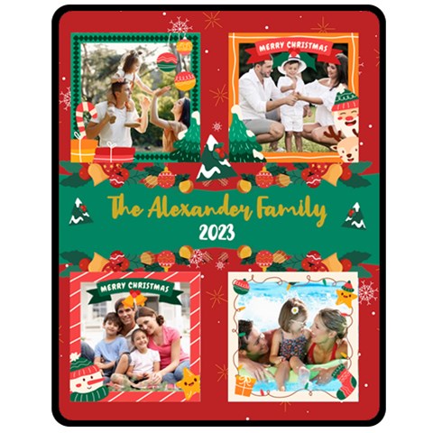 Christmas Family Name Medium Blanket By Joe 60 x50  Blanket Front