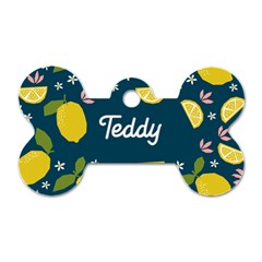 Lemon Graphic Pattern - Dog Tag Bone (One Side)