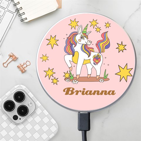 Personalized Unicorn Name Wireless Fast Charger By Joe Front