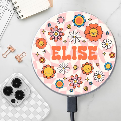 Personalized Floral Name Wireless Fast Charger By Joe Front