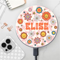 Personalized Floral Name Wireless Fast Charger - Wireless Fast Charger(White)