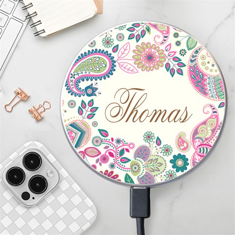 Personalized Paisley Name Wireless Fast Charger By Joe Front