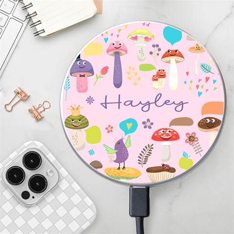 Personalized Mushroom Illustration Name Wireless Fast Charger By Joe Front