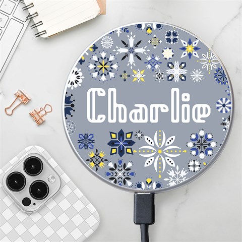 Personalized Shining Star Pattern Name Wireless Fast Charger By Joe Front