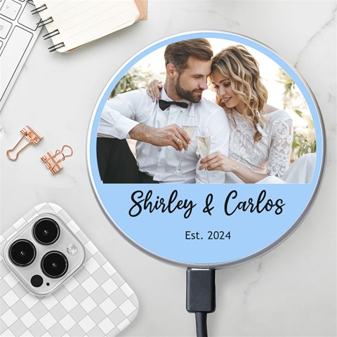 Couple Family Photo Name Wireless Fast Charger By Joe Front