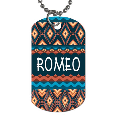Ethnic Pattern Name Dog Tag By Joe Front