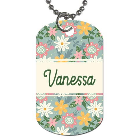Floral Name Dog Tag By Joe Front
