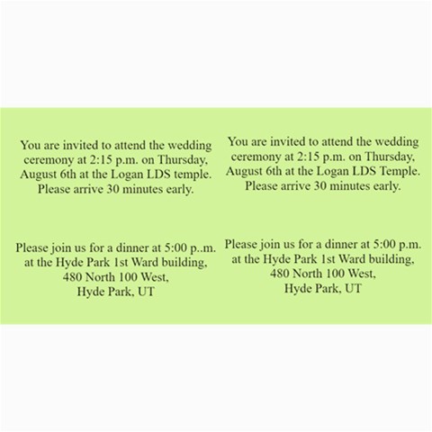 Wedding Ceremony/dinner Invitation By Darin Kerr 8 x4  Photo Card - 2
