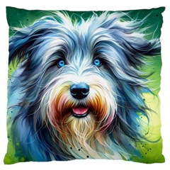 Bearded Collie-grün-01 - Standard Premium Plush Fleece Cushion Case (Two Sides)