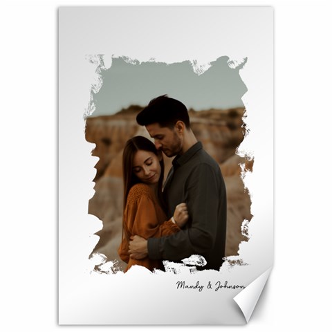 White Color Brush Frame Personalised Photo By Oneson 19.62 x28.9  Canvas - 1