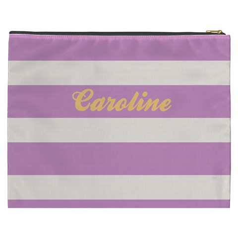 Personalized Stripe Pattern Name Cosmetic Bag By Joe Back