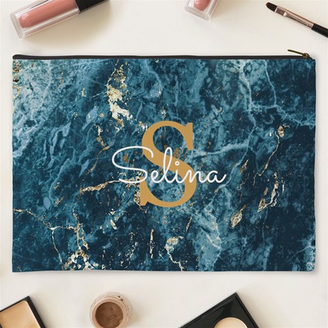 Personalized Marble Name Cosmetic Bag By Joe Back