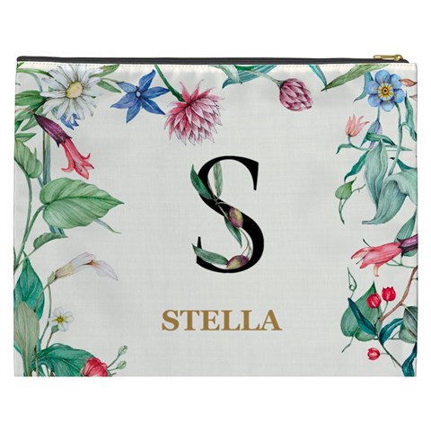 Personalized Floral Initial Name Cosmetic Bag By Joe Back