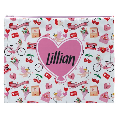 Personalized Valentine Day Lover Name Cosmetic Bag By Joe Front