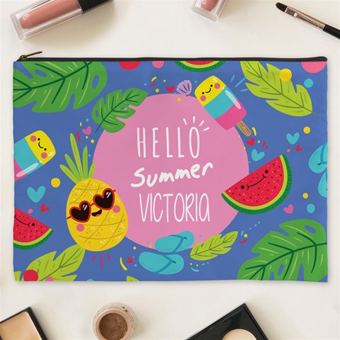 Personalized Summer Tropical Name Cosmetic Bag By Joe Front
