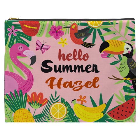 Personalized Summer Tropical Name Cosmetic Bag By Joe Front