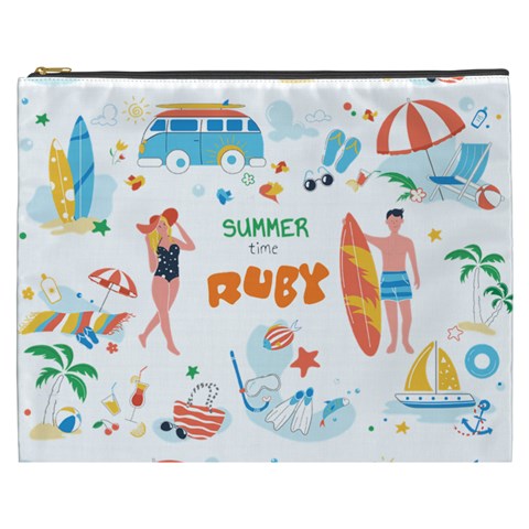 Personalized Summer Tropical Name Cosmetic Bag By Joe Front