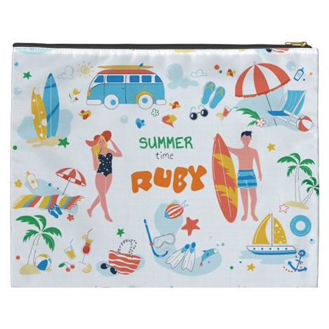 Personalized Summer Tropical Name Cosmetic Bag By Joe Back