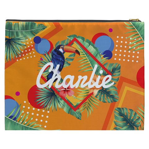 Personalized Summer Tropical Name Cosmetic Bag By Joe Back