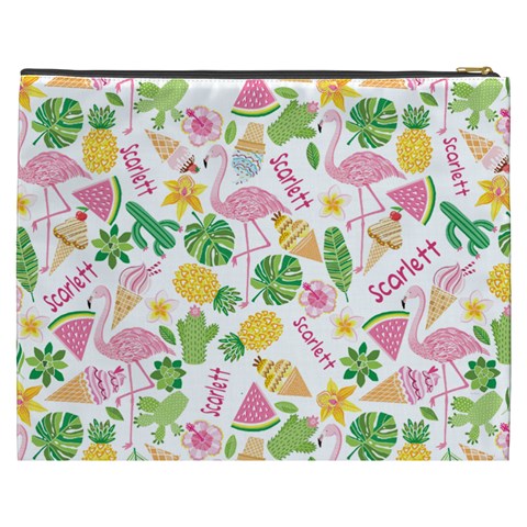 Personalized Summer Tropical Name Cosmetic Bag By Joe Back