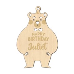 Personalized Happy Birthday Bear Wood Ornament