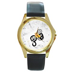 Round Gold Metal Watch