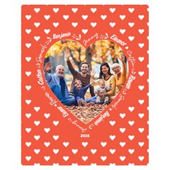 Personalized Family Name Photo Love Heart - Two Sides Premium Plush Fleece Blanket (Teen Size)