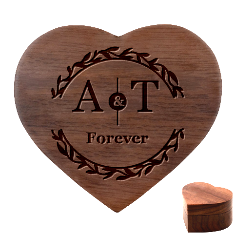 Personalized Couple Initial Heart Wood Jewelry Box By Joe Front