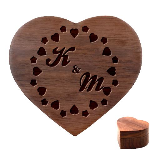 Personalized Couple Initial Heart Wood Jewelry Box By Joe Front