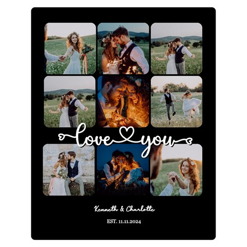 Personalized Phone Connected Heart Lover 9 Grid By Wanni 60 x50  Blanket Front
