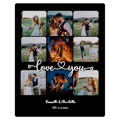 Personalized Phone Connected Heart Lover 9 Grid - Two Sides Premium Plush Fleece Blanket (Teen Size)