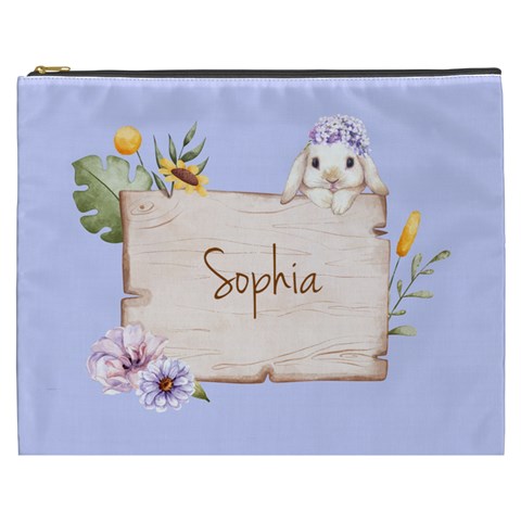 Personalized Rabbit Cosmetic Bag Cosmetic Bag By Katy Front
