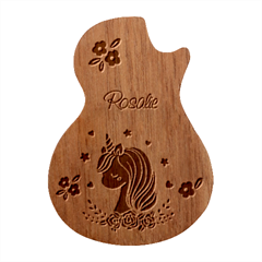 Personalized Unicorn Guitar Picks Set - Guitar Shape Wood Guitar Pick Holder Case And Picks Set