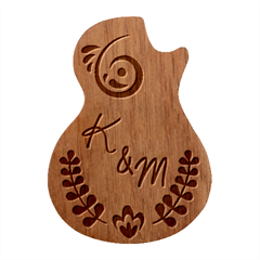 Personalized Couple Guitar Picks Set - Guitar Shape Wood Guitar Pick Holder Case And Picks Set