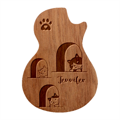 Personalized Cats Guitar Picks Set - Guitar Shape Wood Guitar Pick Holder Case And Picks Set