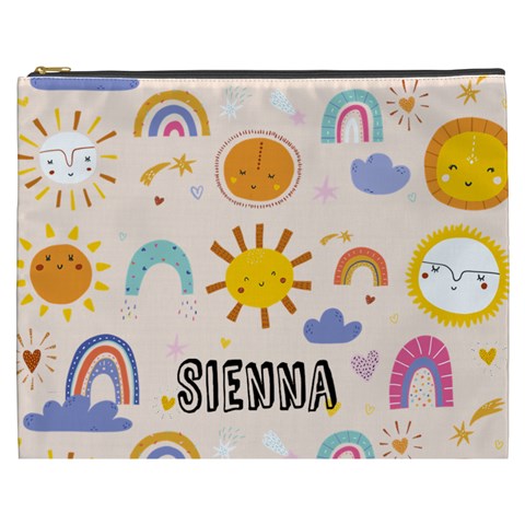 Personalized Sun Illustration Name Cosmetic Bag By Joe Front