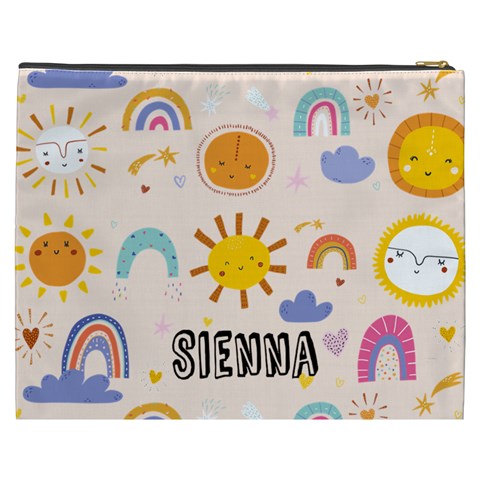 Personalized Sun Illustration Name Cosmetic Bag By Joe Back