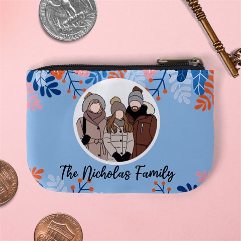 Personalized Photo Illustration Family Name Mini Coin Purse By Joe Back