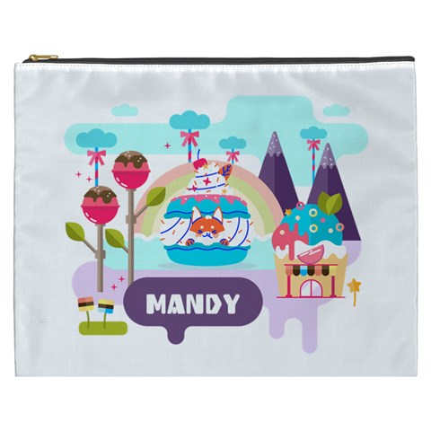 Personalized Candy World Name Cosmetic Bag By Katy Front