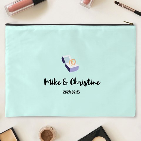 Personalized Wedding Illustration Photo Name Cosmetic Bag By Katy Back