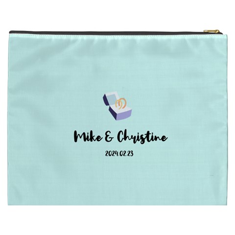 Personalized Wedding Illustration Photo Name Cosmetic Bag By Katy Back