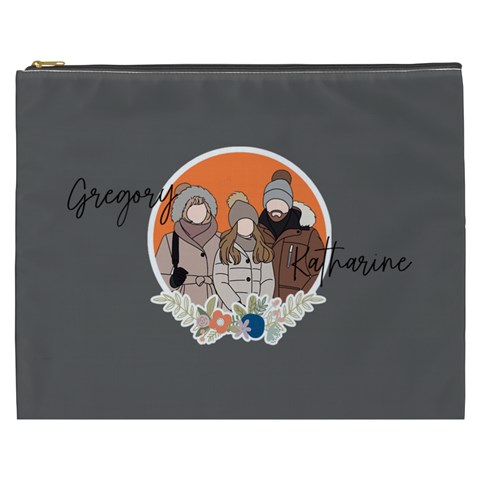 Personalized Couple Wedding Illustration Name Cosmetic Bag By Katy Front