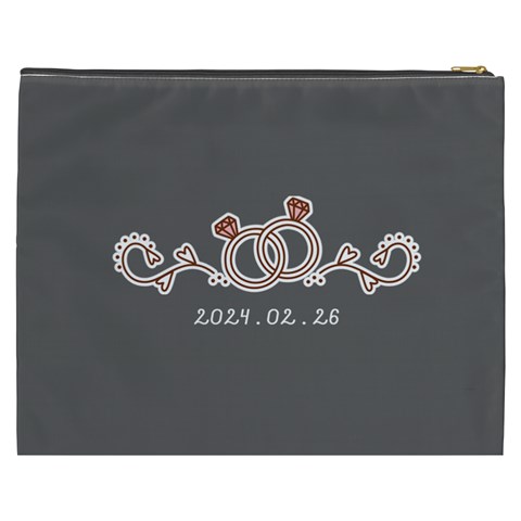 Personalized Couple Wedding Illustration Name Cosmetic Bag By Katy Back