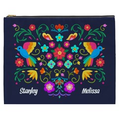 Personalized Flower Bird Illustration Name Cosmetic Bag - Cosmetic Bag (XXXL) Personalized Flower Bird Illustration Name Cosmetic Bag - Cosmetic Bag (XXXL)